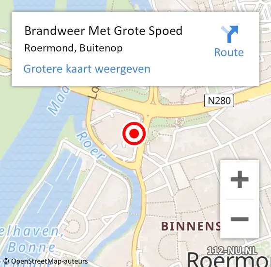 Locatie op kaart van de 112 melding: Brandweer Met Grote Spoed Naar Roermond, Buitenop op 13 december 2023 17:03