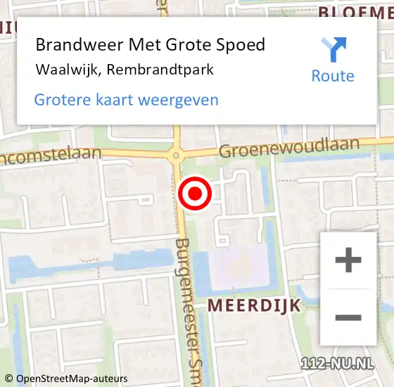 Locatie op kaart van de 112 melding: Brandweer Met Grote Spoed Naar Waalwijk, Rembrandtpark op 13 december 2023 17:06