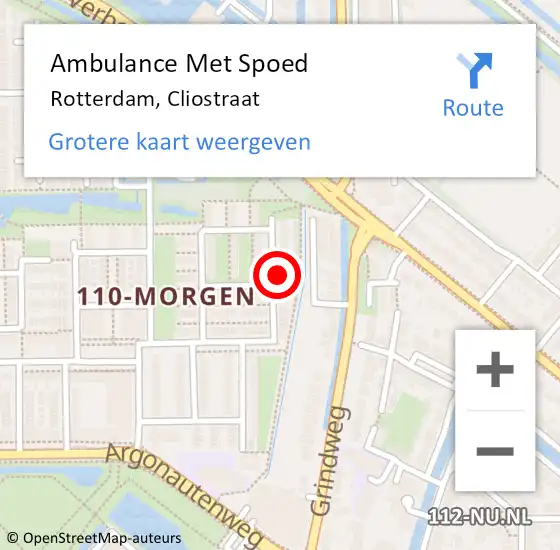Locatie op kaart van de 112 melding: Ambulance Met Spoed Naar Rotterdam, Cliostraat op 13 december 2023 17:22