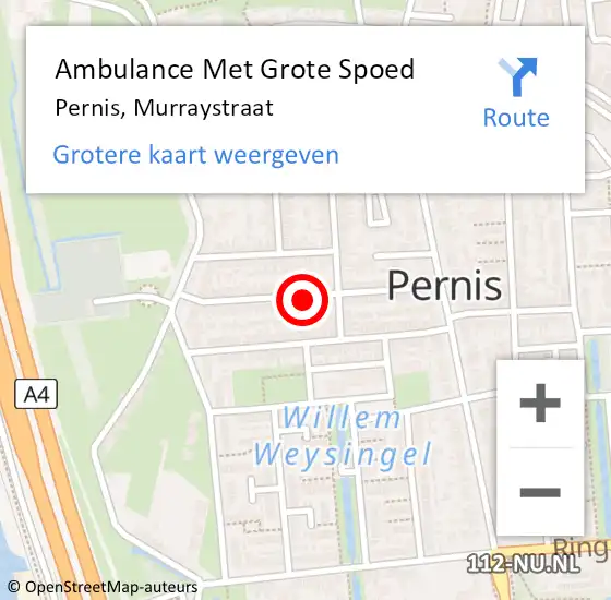 Locatie op kaart van de 112 melding: Ambulance Met Grote Spoed Naar Pernis, Murraystraat op 13 december 2023 17:26