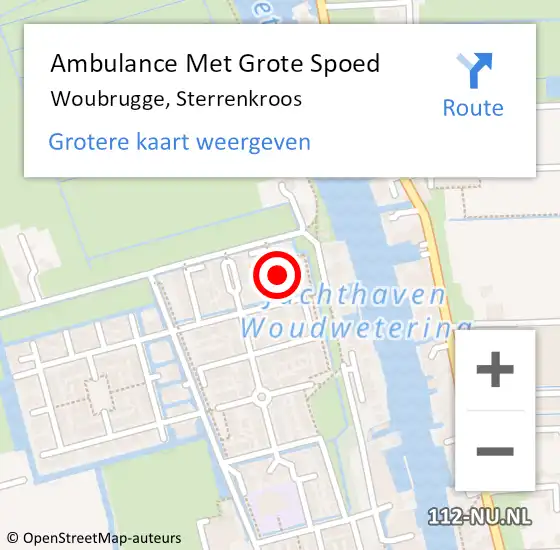 Locatie op kaart van de 112 melding: Ambulance Met Grote Spoed Naar Woubrugge, Sterrenkroos op 13 december 2023 17:28