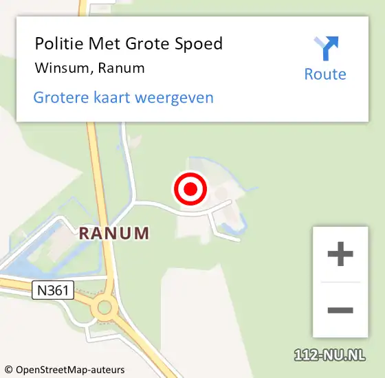 Locatie op kaart van de 112 melding: Politie Met Grote Spoed Naar Winsum, Ranum op 13 december 2023 17:34