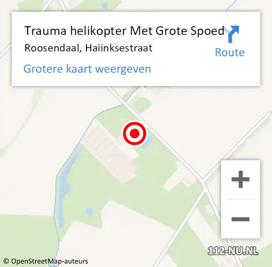 Locatie op kaart van de 112 melding: Trauma helikopter Met Grote Spoed Naar Roosendaal, Haiinksestraat op 13 december 2023 17:35