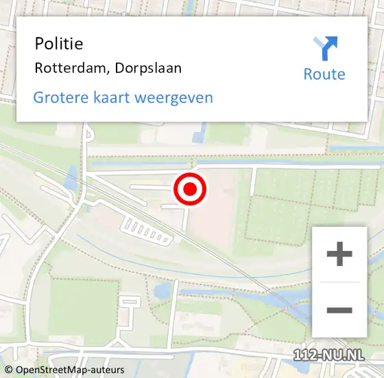 Locatie op kaart van de 112 melding: Politie Rotterdam, Dorpslaan op 13 december 2023 17:46