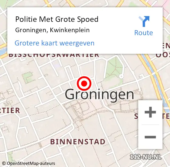 Locatie op kaart van de 112 melding: Politie Met Grote Spoed Naar Groningen, Kwinkenplein op 13 december 2023 17:56