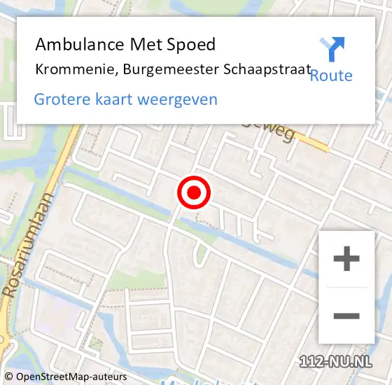 Locatie op kaart van de 112 melding: Ambulance Met Spoed Naar Krommenie, Burgemeester Schaapstraat op 13 december 2023 18:27