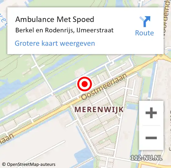 Locatie op kaart van de 112 melding: Ambulance Met Spoed Naar Berkel en Rodenrijs, IJmeerstraat op 13 december 2023 18:36