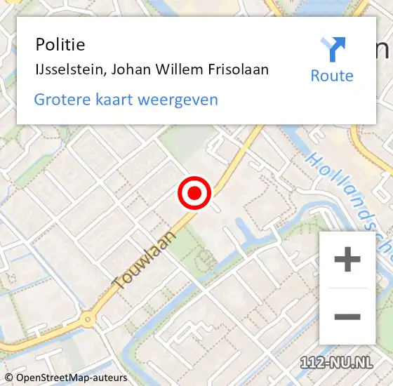 Locatie op kaart van de 112 melding: Politie IJsselstein, Johan Willem Frisolaan op 13 december 2023 18:59