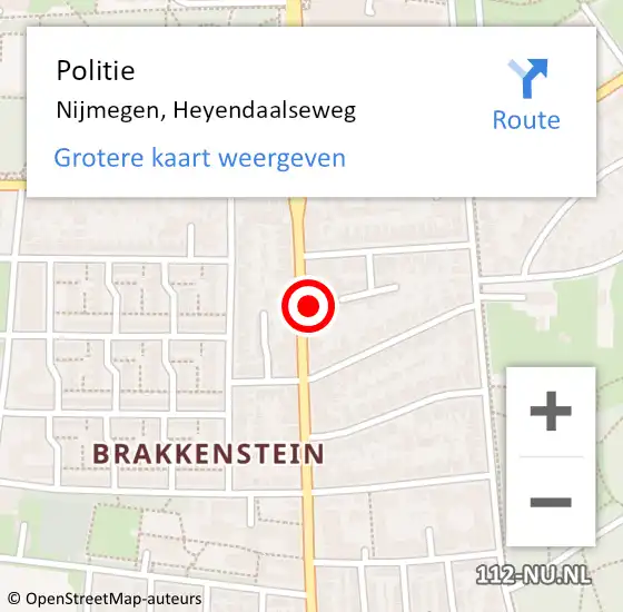 Locatie op kaart van de 112 melding: Politie Nijmegen, Heyendaalseweg op 13 december 2023 19:35