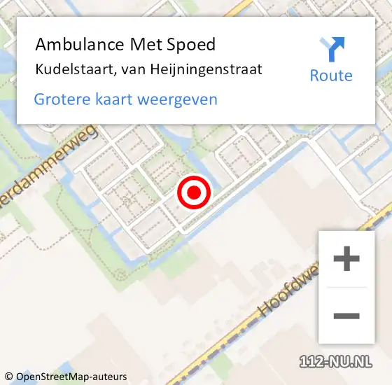 Locatie op kaart van de 112 melding: Ambulance Met Spoed Naar Kudelstaart, van Heijningenstraat op 13 december 2023 19:43