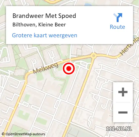 Locatie op kaart van de 112 melding: Brandweer Met Spoed Naar Bilthoven, Kleine Beer op 13 december 2023 19:56