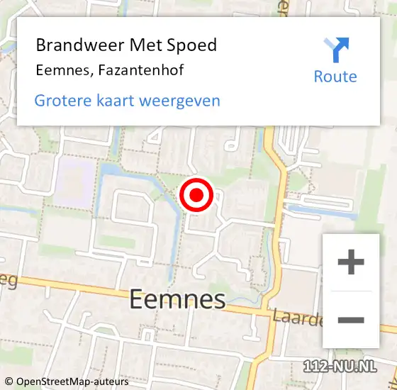 Locatie op kaart van de 112 melding: Brandweer Met Spoed Naar Eemnes, Fazantenhof op 13 december 2023 19:59