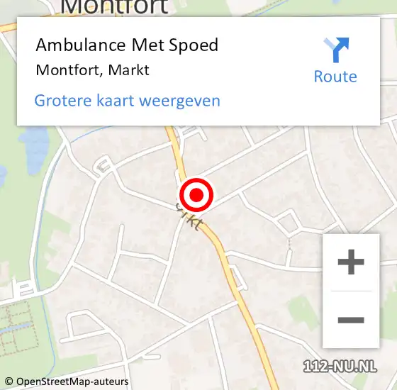 Locatie op kaart van de 112 melding: Ambulance Met Spoed Naar Montfort, Markt op 13 december 2023 20:10