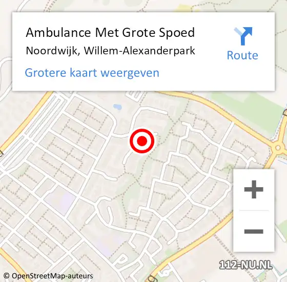 Locatie op kaart van de 112 melding: Ambulance Met Grote Spoed Naar Noordwijk, Willem-Alexanderpark op 13 december 2023 21:11