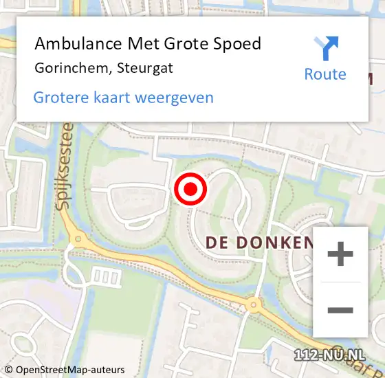 Locatie op kaart van de 112 melding: Ambulance Met Grote Spoed Naar Gorinchem, Steurgat op 13 december 2023 21:32