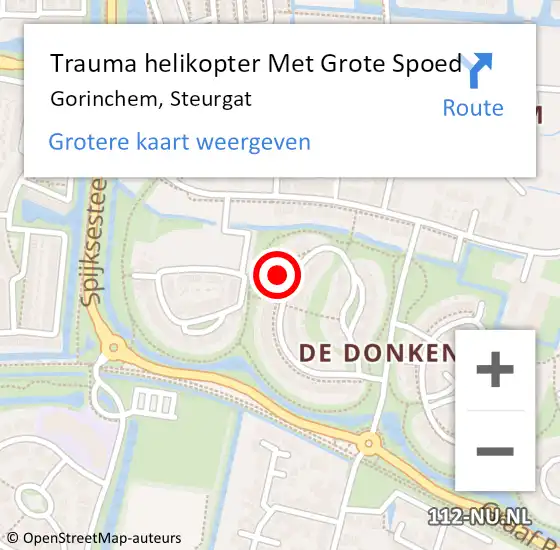 Locatie op kaart van de 112 melding: Trauma helikopter Met Grote Spoed Naar Gorinchem, Steurgat op 13 december 2023 21:37