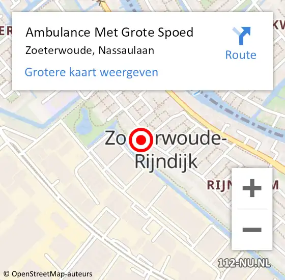 Locatie op kaart van de 112 melding: Ambulance Met Grote Spoed Naar Zoeterwoude, Nassaulaan op 13 december 2023 21:42