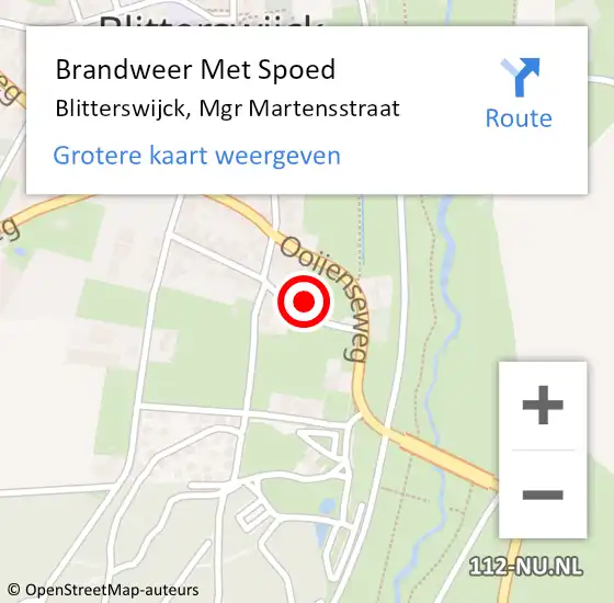 Locatie op kaart van de 112 melding: Brandweer Met Spoed Naar Blitterswijck, Mgr Martensstraat op 13 december 2023 21:51