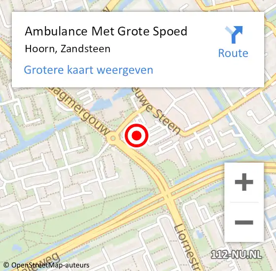 Locatie op kaart van de 112 melding: Ambulance Met Grote Spoed Naar Hoorn, Zandsteen op 13 december 2023 22:06