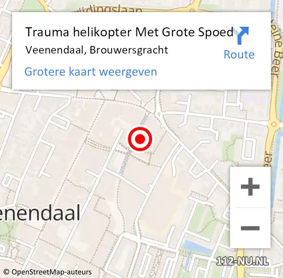 Locatie op kaart van de 112 melding: Trauma helikopter Met Grote Spoed Naar Veenendaal, Brouwersgracht op 13 december 2023 22:38