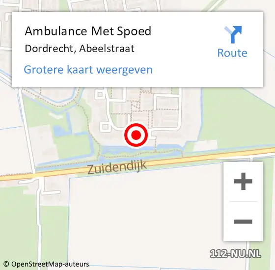 Locatie op kaart van de 112 melding: Ambulance Met Spoed Naar Dordrecht, Abeelstraat op 13 december 2023 22:54