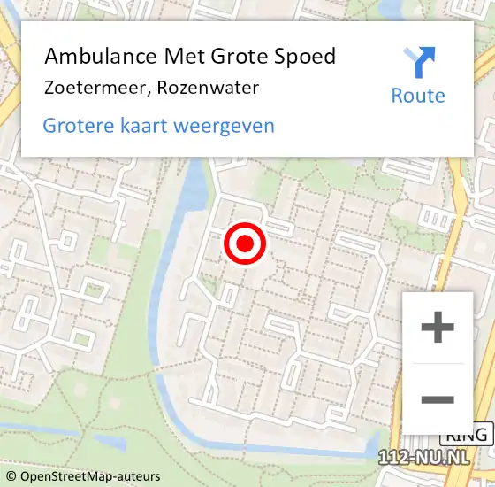 Locatie op kaart van de 112 melding: Ambulance Met Grote Spoed Naar Zoetermeer, Rozenwater op 13 december 2023 23:05