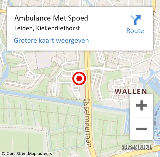 Locatie op kaart van de 112 melding: Ambulance Met Spoed Naar Leiden, Kiekendiefhorst op 13 december 2023 23:11