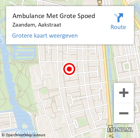 Locatie op kaart van de 112 melding: Ambulance Met Grote Spoed Naar Zaandam, Aakstraat op 13 december 2023 23:23