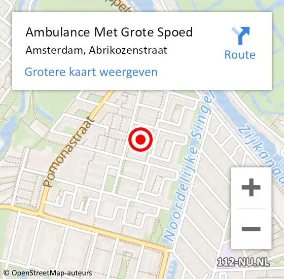 Locatie op kaart van de 112 melding: Ambulance Met Grote Spoed Naar Amsterdam, Abrikozenstraat op 13 december 2023 23:33