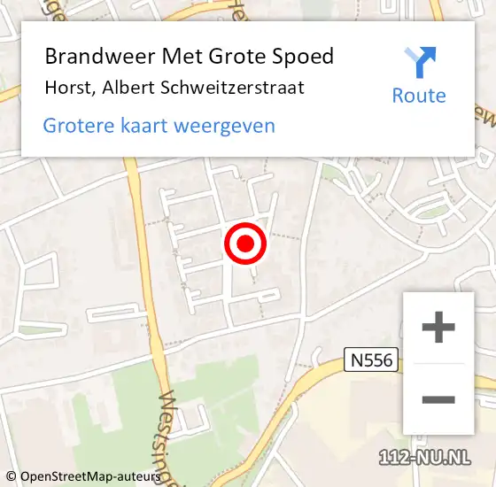 Locatie op kaart van de 112 melding: Brandweer Met Grote Spoed Naar Horst, Albert Schweitzerstraat op 14 december 2023 01:21