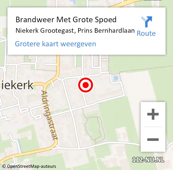 Locatie op kaart van de 112 melding: Brandweer Met Grote Spoed Naar Niekerk Grootegast, Prins Bernhardlaan op 14 december 2023 01:25