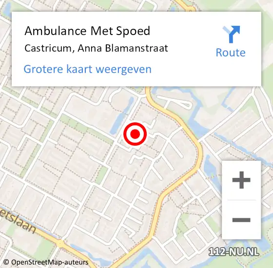 Locatie op kaart van de 112 melding: Ambulance Met Spoed Naar Castricum, Anna Blamanstraat op 14 december 2023 01:58