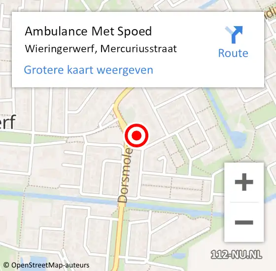 Locatie op kaart van de 112 melding: Ambulance Met Spoed Naar Wieringerwerf, Mercuriusstraat op 14 december 2023 02:05