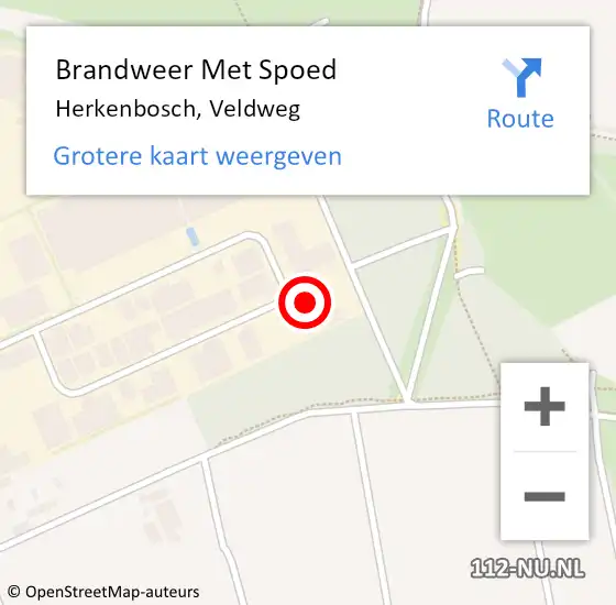 Locatie op kaart van de 112 melding: Brandweer Met Spoed Naar Herkenbosch, Veldweg op 14 december 2023 02:18