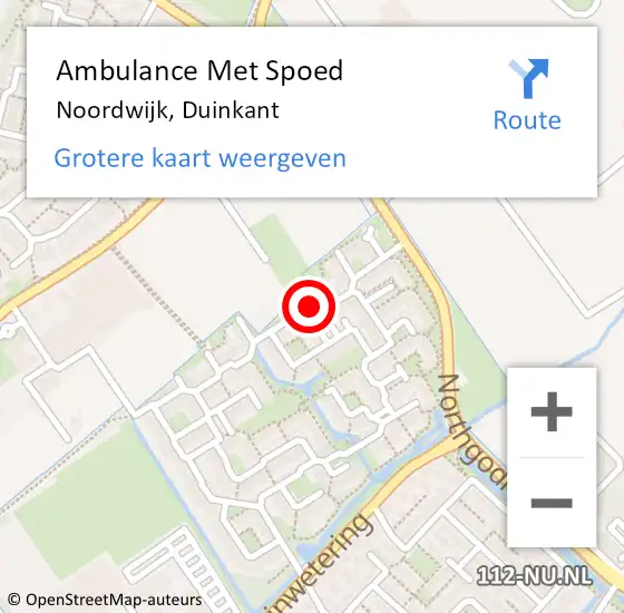 Locatie op kaart van de 112 melding: Ambulance Met Spoed Naar Noordwijk, Duinkant op 14 december 2023 02:25