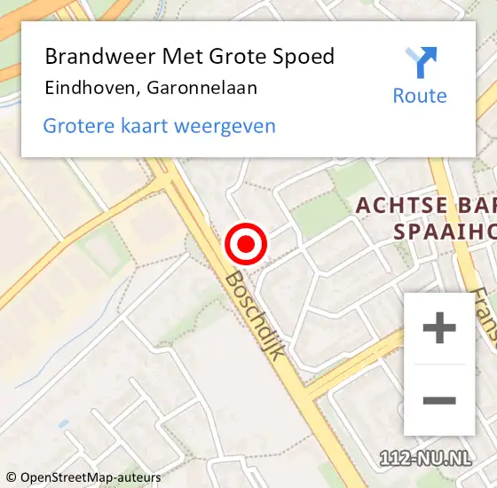 Locatie op kaart van de 112 melding: Brandweer Met Grote Spoed Naar Eindhoven, Garonnelaan op 14 december 2023 03:37