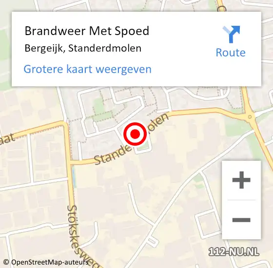 Locatie op kaart van de 112 melding: Brandweer Met Spoed Naar Bergeijk, Standerdmolen op 14 december 2023 04:04