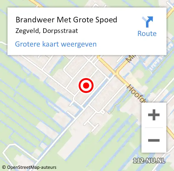 Locatie op kaart van de 112 melding: Brandweer Met Grote Spoed Naar Zegveld, Dorpsstraat op 14 december 2023 05:32