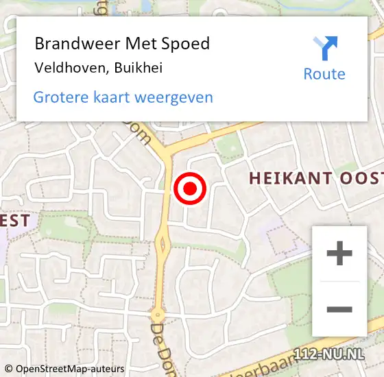 Locatie op kaart van de 112 melding: Brandweer Met Spoed Naar Veldhoven, Buikhei op 14 december 2023 05:34