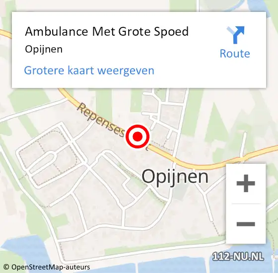 Locatie op kaart van de 112 melding: Ambulance Met Grote Spoed Naar Opijnen op 14 december 2023 06:03