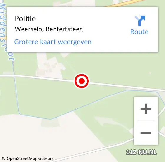 Locatie op kaart van de 112 melding: Politie Weerselo, Bentertsteeg op 14 december 2023 06:54