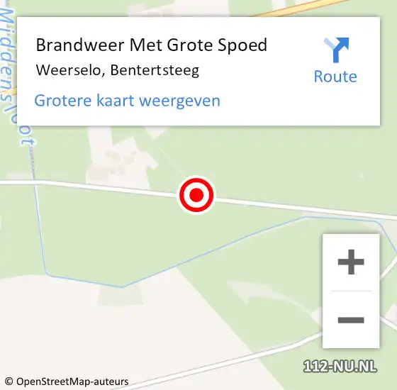 Locatie op kaart van de 112 melding: Brandweer Met Grote Spoed Naar Weerselo, Bentertsteeg op 14 december 2023 06:54