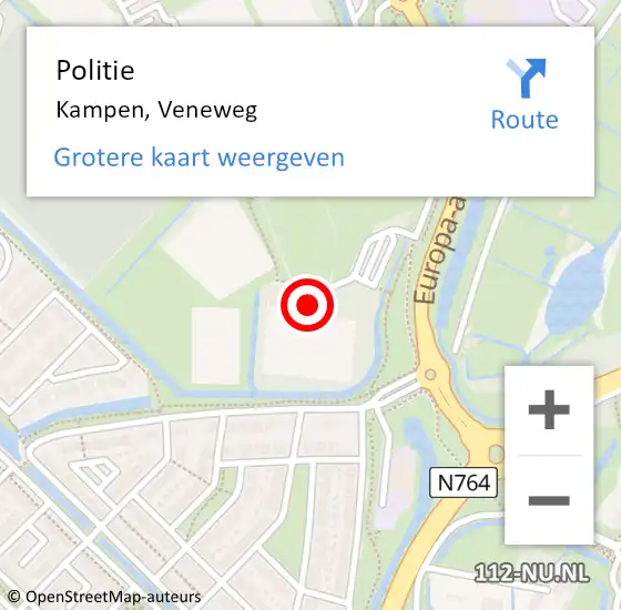 Locatie op kaart van de 112 melding: Politie Kampen, Veneweg op 14 december 2023 07:11