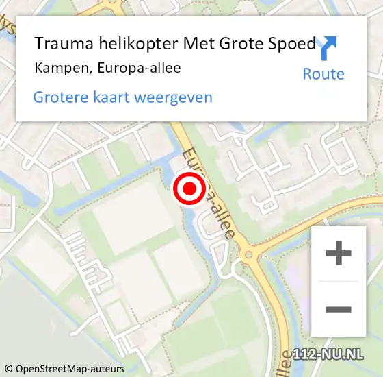 Locatie op kaart van de 112 melding: Trauma helikopter Met Grote Spoed Naar Kampen, Europa-allee op 14 december 2023 07:13