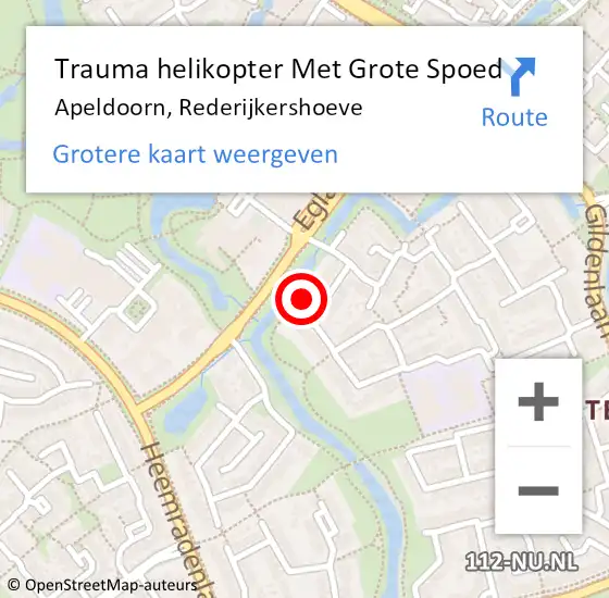 Locatie op kaart van de 112 melding: Trauma helikopter Met Grote Spoed Naar Apeldoorn, Rederijkershoeve op 14 december 2023 07:26
