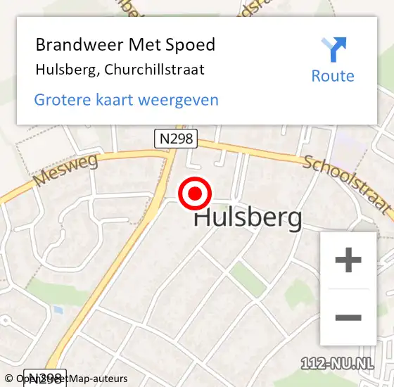 Locatie op kaart van de 112 melding: Brandweer Met Spoed Naar Hulsberg, Churchillstraat op 14 december 2023 07:44