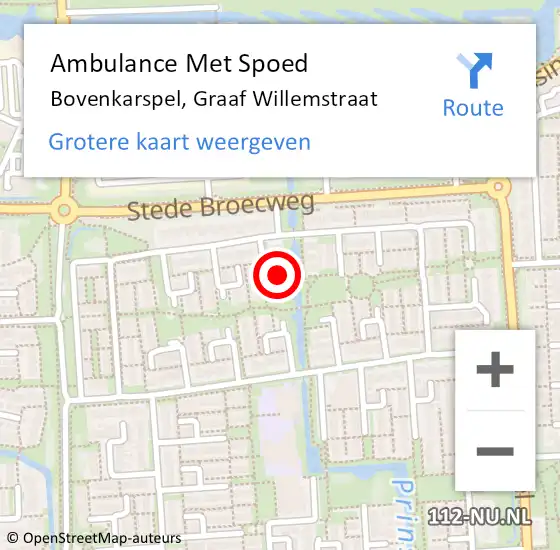 Locatie op kaart van de 112 melding: Ambulance Met Spoed Naar Bovenkarspel, Graaf Willemstraat op 14 december 2023 07:52