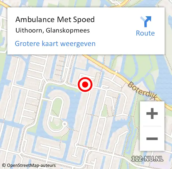 Locatie op kaart van de 112 melding: Ambulance Met Spoed Naar Uithoorn, Glanskopmees op 14 december 2023 08:14