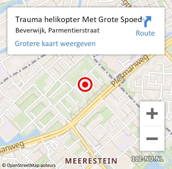 Locatie op kaart van de 112 melding: Trauma helikopter Met Grote Spoed Naar Beverwijk, Parmentierstraat op 14 december 2023 08:17