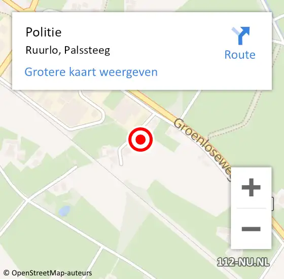 Locatie op kaart van de 112 melding: Politie Ruurlo, Palssteeg op 14 december 2023 08:37